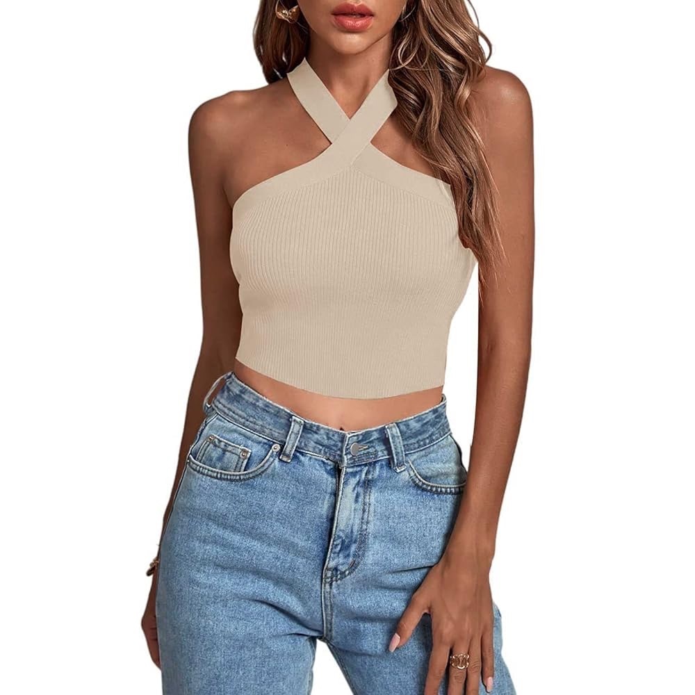 Elegant Beige Halter Top